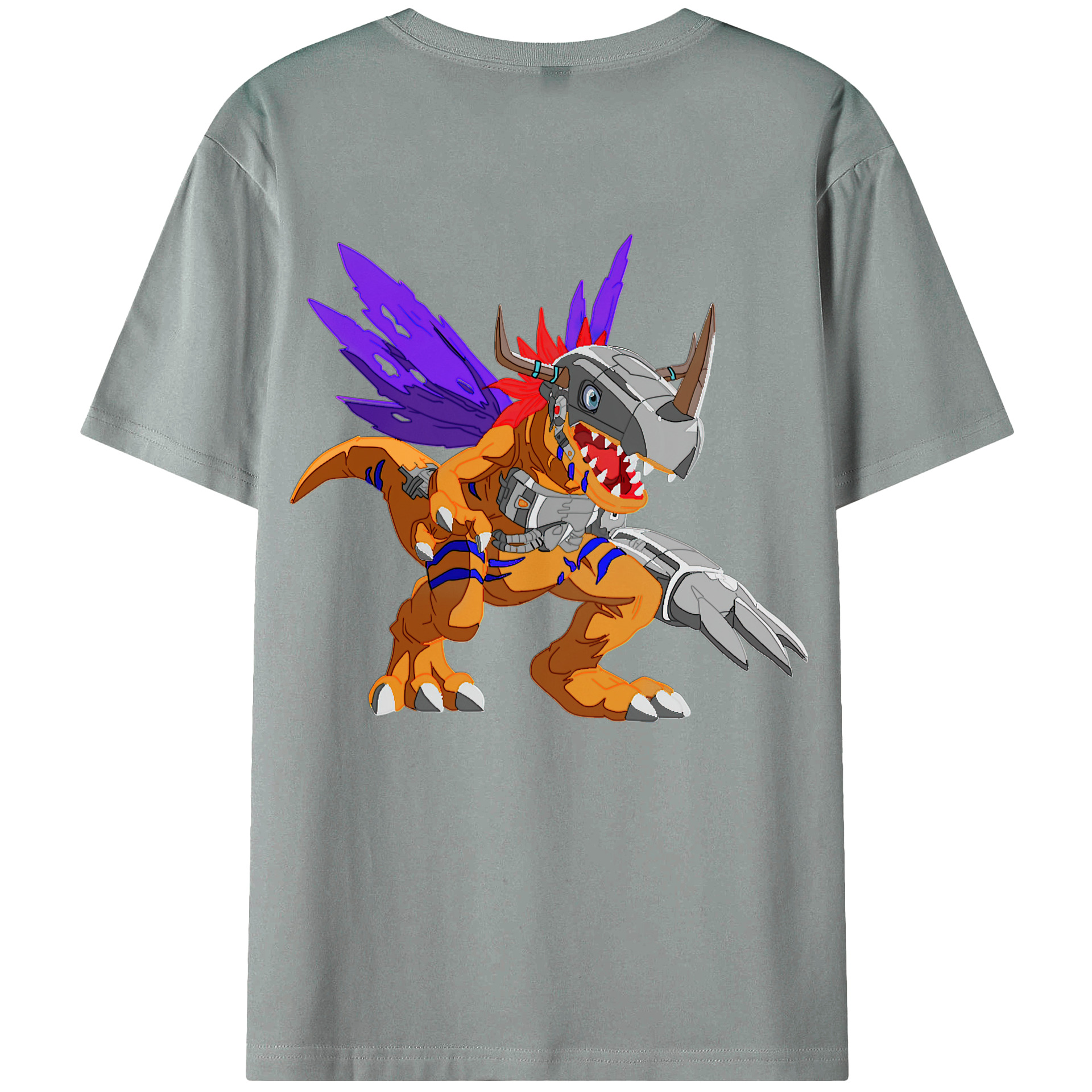 （画像用） Digimon デジタルモンスター/デジモン 綿100％ メンズ半袖Tシャツ（バックプリント） 通気性